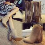  женский осень-зима бахрома ботинки высокий каблук средний ботинки короткие сапоги замша коричневый n ключ каблук прекрасный ножек надеть обувь ... боль . нет pre -