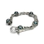 Yahoo! Yahoo!ショッピング(ヤフー ショッピング)シルバーアクセサリー シルバー925 スターリングシルバー ブレスレット 星 スター ラグジャリー ブルーグリーン 全長21.5cm 内周18cm