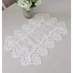 テーブルセンター はっ水 ドイリー 30×45ｃｍ ジャガードダマスク レース オフホワイト はっ水 テーブルランナー ジャガード織 布製 テーブルドイリー ダマスク