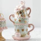 アリス ティーパーティー オブジェ ティーカップ 置物 可愛い アンティーク風 ロココ調 店舗装飾 クリスマス装飾 クラシック ヨーロピアン 不思議の国のアリス A