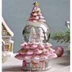 クリスマス 置物 スノードーム サンタクロース ピンクツリー オブジェ クリスマスツリー 北欧 置物 可愛い クラシック アンティーク風 アンティーク調 店舗装飾