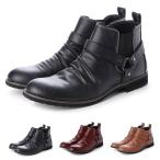 ブーツ ショートブーツ エンジニアブーツ ベルト付き フェイクレザー 合皮 サイドジップ レザー調 ショート丈 靴 シューズ メンズ セール　20220818s