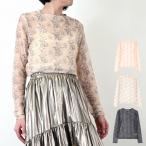 Tシャツカットソーメッシュ花柄長袖...