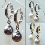 ピアス レディース パール 人気 フープ シンプル ブラック 黒 ホワイト 白 真珠 レディースピアス シルバー色 ゴールド色