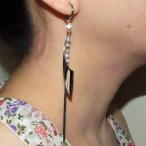 イヤリング レディース ペア売り/2個入り ノンホールピアス ロング ラインストーン 人気 痛くない フープ リング 大人のおしゃれ