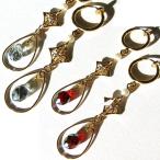 イヤリング 痛くない レディース ノンホールピアス 手作り ハンドメイド フープ リング オリエンタル アクリル ガラス レッド ブルー