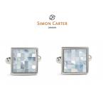  запонки бренд Simon машина ta-Simon Carter Chequer / Blue Mother of Pearl подарок подарок бесплатная доставка 