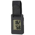 オーム電機 温湿度計 ミニ ポータブル デジタル バンド付き 熱中症予防 赤ランプ点滅 高温警告 注意マーク表示 ブラック TEM-801-K