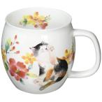 セラミック藍 花猫 マグカップ レッド サイズ：約φ7.8 H8.8 13388