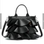 GUSCIO グッシオベーシック 12-1162 PUレザーフリルハンドバッグ 2WAY ショルダー付