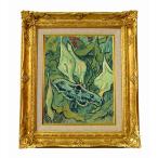 世界の名画　ゴッホ 蛾グレート・ピーコック・モス ジクレーキャンバス複製画 豪華額装品