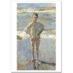 イサク・イスラエルス　Young boy on a beachジクレーポスターA1(594ミリ×841ミリ)
