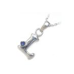 Yahoo! Yahoo!ショッピング(ヤフー ショッピング)ネックレス レディース 天然石 サファイア ネックレス イニシャル L イニシャル 9月誕生石 ネックレス CanCam掲載 オーダー