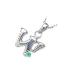 ネックレスレディース天然石イニシャルWイニシャル5月誕生石エメラルドペンダ...