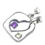 Yahoo! Yahoo!ショッピング(ヤフー ショッピング)2月 8月誕生石シルバー アメジスト ペリドットペアチャーム オーダー