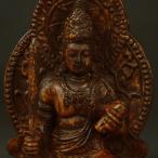 木彫り 仏像 文殊菩薩 フィギュア 置物 文殊菩薩像 座像 仏教美術 木彫 仏像