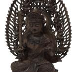 木彫り 仏像 文殊菩薩 フィギュア 文殊菩薩像 座像 仏教美術 置物 木彫 仏像