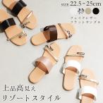 フェイクレザーフラットサンダル痛く...