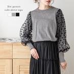 チュール ドットトップス ニット ぽわん袖 ラウンドネック【lstp301-421】【即納&amp;予約：3月26日入荷予定順次発送】【送料無料】ユ込3