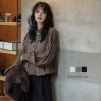 ショッピングカフス ブラウス フレア バンドカラー プリーツ ぽわん袖 カフス 上品  【lstpaw25-1504】【即納：1-5営業日】【送料無料】メ込2