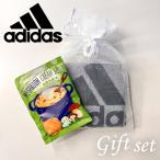 プチギフト 母の日 ハンカチ adidas & ほっこり スープ セット 男性 女性 お礼 コーン 挨拶 お返し ばらまき ギフト 1000円以下 チョコ以外