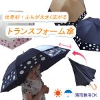 トランスフォーム 傘 ふち 大きくなる スギタ 晴雨兼用 日傘 長傘 耐風傘 ドット 親骨45cm→60cm 水玉 レディース UVカット 母の日