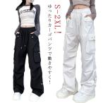 ウエストゴム カーゴパンツ 女性用 ゆったり ズボン 作業着 レディース ワイド 無地 おしゃれ XL かわいい ボトムス ヒップホップ シンプル 春