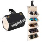ショッピングメガネケース メガネケース サングラス 収納ケース 壁掛けケース PUレザー製 折り畳み式 小物入れ 擦り傷防止 旅行用 おしゃれ 5本用 持ち運びには便利 収納 保護 眼鏡小物