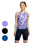 フィットネス水着 レディース ナイキ NIKE 2993148 M-LL FA25 総柄ジップ付きセパレーツ ノースリーブ 袖なし セパレート 上下セット フロントジップ
