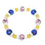 ホタルガラス　ブレスレッド　蓄光　夜光タイプ　ホタルガラス　とんぼガラス　とんぼ玉　水晶ボタンカット　イエローカルセトニー