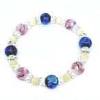 ホタルガラス　ブレスレッド　蓄光ホタルガラス　とんぼガラス　とんぼ玉　水晶ボタンカット　アラゴナイト