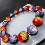 ホタルガラス 14mm 蓄光 ケラマサンセット マリンパープル  ブレスレッド とんぼガラス　とんぼ玉　夜光タイプ