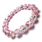 蓄光 ホタルガラス 8mm±0.5ｍｍ ブレスレッド とんぼガラス　とんぼ玉 クリアピンク　