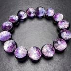 マリンパープル　蓄光 ホタルガラス 14mm ブレスレッド とんぼガラス　とんぼ玉　沖縄琉球ガラス