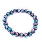 蓄光 ホタルガラス 8mm±0.5ｍｍ ブレスレッド とんぼガラス　とんぼ玉 ピンクブルー