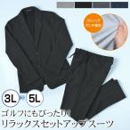 セットアップ メンズ 大きいサイズ 3L 4L 5L ゴルフウェア テレワーク カジュアル スウェット 上下 グレー 黒 ネイビー ストレッチ ジャケット パンツ