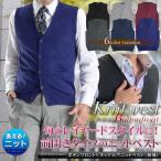 ニットベストメンズ前開きVネック天...
