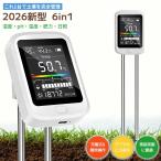 【2026新型】土壌測定器 6-in-1 土壌メーター pH測定 水分計 温度計 EC測定 光照 LUX 湿度計 充電式 Type-C デジタル表示 回転式 高精度 園芸 家庭菜園 農業