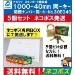 送料無料 ネコポス発送 アルファ　ＡＬＰＨＡ　南京錠1000-40mm同一キー 30E040　５個セット　同鍵No　関西No　