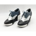 ショッピングNUDE 未使用 UNITED NUDE 35(22-22.5) ブラック×シルバー×ホワイト×ネイビー 厚底配色レースアップシューズ