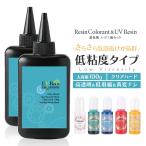 レジン液 7点セット さらさらタイプ 2本 大容量 合計200g レジン着色剤10ml5色  クリアハード 低粘度 低刺激 高透明 黄変ナシ haguruma歯車