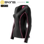 【超特価】SKINS A200 ウィメンズ ロングスリーブトップ(ブラック/ピンク) スキンズ(レディース)