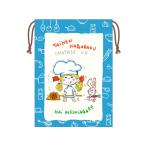 30%OFF 水森亜土 巾着[S] 青 AN24-36 スクエア square キャラクターグッズ かわいい あどちゃん 大人 きんちゃく 小物入れ 収納