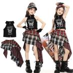 ダンス トップス 韓国 jazz 黒 トップス 赤 チェック柄 スカート 手袋 キッズ 衣装 セットアップ おしゃれ 女の子 半袖 へそ出し タンクトップ  ジャズダンス