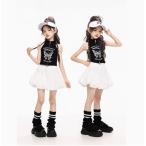  Kids танцевальный костюм выставить юбка короткий рукав Cheer девушка hip-hop девочка HIPHOP Корея Street Dance презентация 110-180cm верх и низ в комплекте 