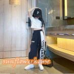  брюки одиночный товар костюм Dance обычно надеты Kids Корея симпатичный чёрный белый hip-hop спорт девочка мужчина тренировка надеты презентация Event 120 130 140 150 160 170