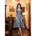 ドレス Aライン キャミソールドレス お嬢様 おしゃれ 可愛い 華やか 花柄 結婚式 二次会 誕生日会  海外セレブ パーティ クラブ キャバクラ イベント 送料無料