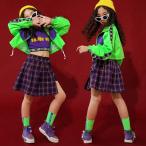  Kids танцевальный костюм hip-hop Kids танцевальный костюм выставить майка жакет в клетку юбка девушки Cheer девушка ребенок одежда тренировка надеты 