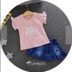 Tシャツ子供服デニムスカート女の子...