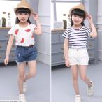 ショートパンツ 子供服 ダメージ加工 女の子 デニムパンツ キッズ服  白色　ピンク 黒 可愛い 90 100 110 120 130 140 150 160 170cm